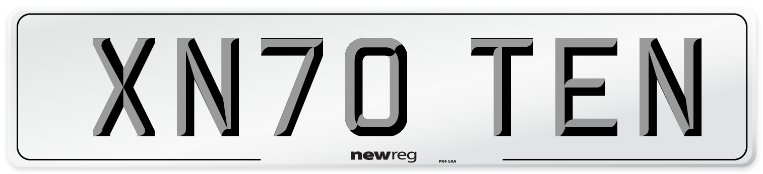 XN70 TEN Number Plate from New Reg